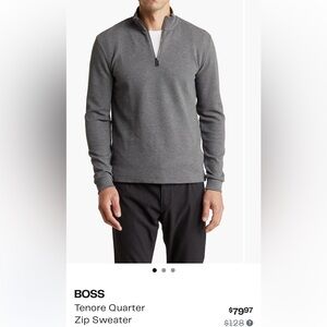 Boss Men's Gray Long Sleeve Polo